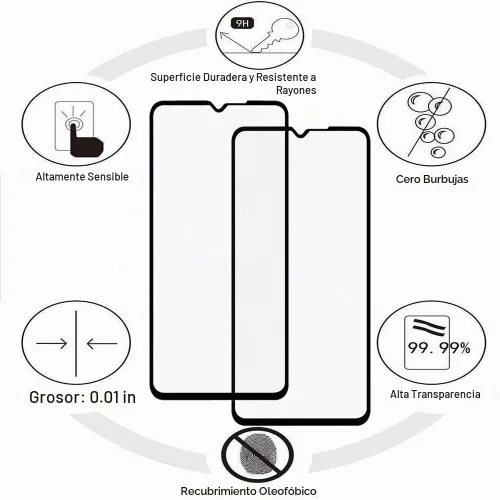 Vista 2 de Funda para Xiaomi Redmi 9 de 6.53 pulgadas con protector de pantalla de vidrio templado [2 unidades], híbrida resistente de doble capa
