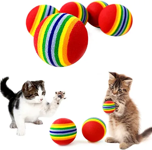 Vista 8 de PET SHOW Paquete de 100 bolas interactivas de juguete para gatos de interior, el mejor regalo favorito de gatitos, bola de espuma suave