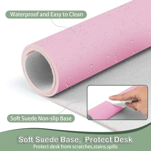Vista 4 de Boutilon Protector de cuero para escritorio, alfombrilla de mouse antideslizante, alfombrilla de escritorio para laptop, alfombrilla de mouse