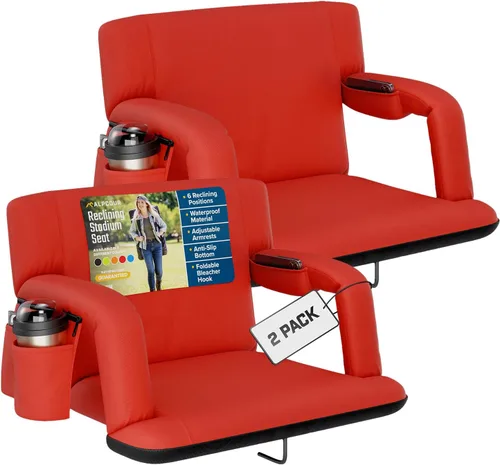 Vista 13 de Alpcour Asiento plegable para estadio – Silla de apoyo para adultos amplios reclinables de lujo para adultos para blanqueadores – Mejor extra grueso
