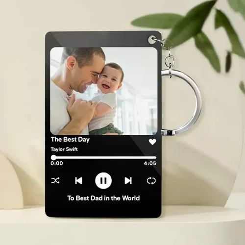 Vista 2 de Llavero personalizado de Spotify con imagen, llavero de código de canción de música de Spotify escaneable personalizado Negro