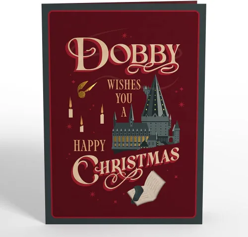 Vista 4 de Lovepop Harry Potter Dobby - Tarjeta desplegable de Navidad para ella y él, tarjetas de felicitación 3D de vacaciones para niños, niñas, hombres