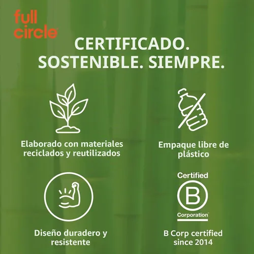 Vista 6 de Full Circle Esponja de limpieza resistente, hoja de agave robusta y celulosa sin plástico, esponja de platos de doble cara para hierro fundido