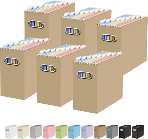 Vista 61 de Oterri Caja Organizadora de Archivos de Cartón para Carpetas Colgantes Tamaño Carta, Caja de Archivos para Escritorio de Computadora, Archivador
