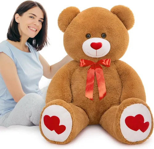 Vista 24 de MaoGoLan Oso de peluche gigante de 52" Oso de peluche - Te amo Corazón rojo Oso de peluche grande para regalo de San Valentín, aniversario, larga