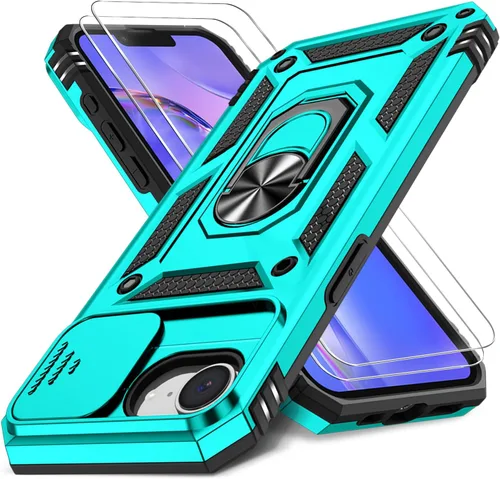 Vista 61 de Funda HakkTaoo para iPhone 13/iPhone 14 de 6.1 Pulgadas con Funda Deslizante para Cámara + Protector de Pantalla (2 Paquetes), Funda Protectora a