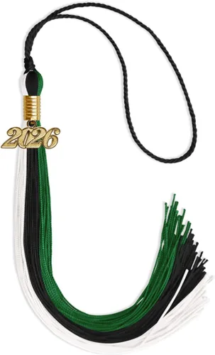 Vista 87 de Endea - Borla de graduación de triple color con gota de fecha dorada (negro/dorado/granate, 2020)
