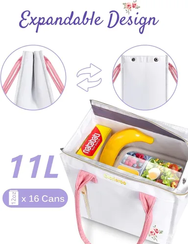 Vista 6 de Lonchera para mujer y niñas - Aislada, a prueba de fugas, impermeable, ligera, reutilizable, enfriadora para el trabajo, picnic - De vuelta a