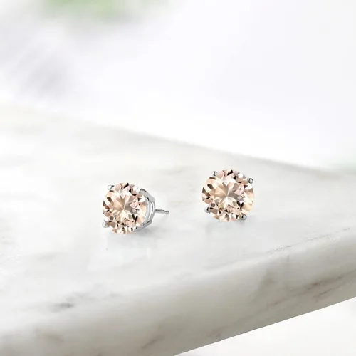 Vista 26 de Gem Stone King Aretes de plata de ley 925 con piedra natal redonda de 0.276 in para mujer