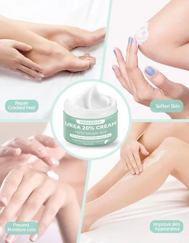 Vista 7 de Crema de urea 20 por ciento para pies más 2% ácido salicílico 5.29 oz Crema de pies y manos de máxima fuerza con ácido hialurónico, árbol de té