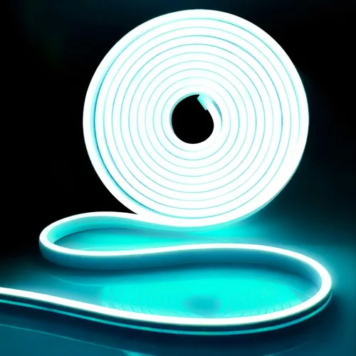 Vista 20 de iNextStation Blue LED Light Strip, 16.4ft/5m 12V Silicone Flexible Neon Rope Lights, IP65 Waterproof Cuttable LED Strip Lights for Gaming Room