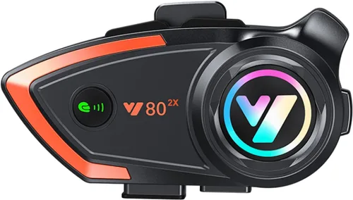Vista 8 de Casco de motocicleta Bluetooth 1,640.4 ft 2 riders casco Bluetooth intercomunicador auriculares con CVC ruido calidad sonido altavoces sistemas