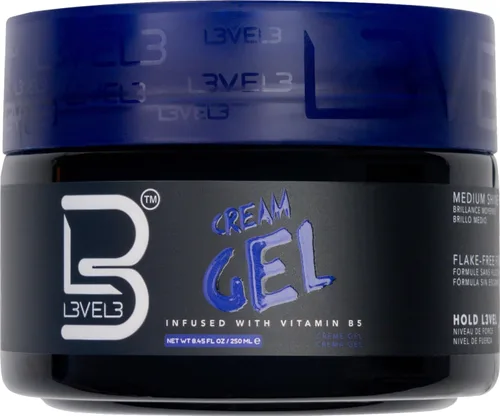 Vista 3 de L3 Gel en crema Level 3, proporciona volumen y sujeción media, con vitaminas para nutrir y proteger el cabello nivel tres para hombre