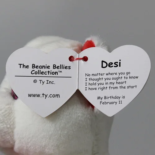 Vista 5 de Ty Beanie DESI - Oso de San Valentín blanco llevando corazón rojo - 6