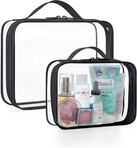 Vista 10 de BAGSMART Neceser transparente con asa, paquete de 2 unidades, aprobado por Negro Absoluto