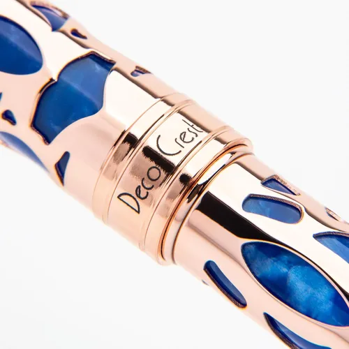 Vista 11 de Conklin Endura Deco Crest - Pluma estilográfica en azul, punta media, instrumento de escritura prémium