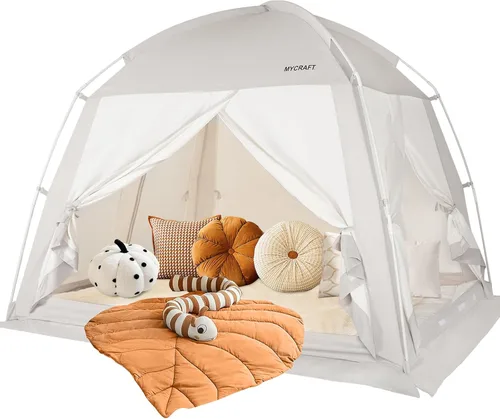 Vista 10 de Carpas de Cama con Dosel - Carpa de Ensueño Privada para Dormir Cómodamente en Interiores, Reductora de Luz y Transpirable, con Carpa de Cama