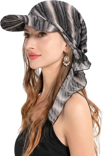 Vista 14 de ZLYC Gorro ligero con ala de quimioterapia para mujer, bufanda para la Tie Dyed Purple