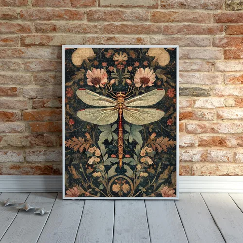 Vista 4 de Rompecabezas de libélula floral vintage de 1000 piezas para adultos, rompecabezas decorativo de regalo para amantes de los boho, 1000 rompecabezas