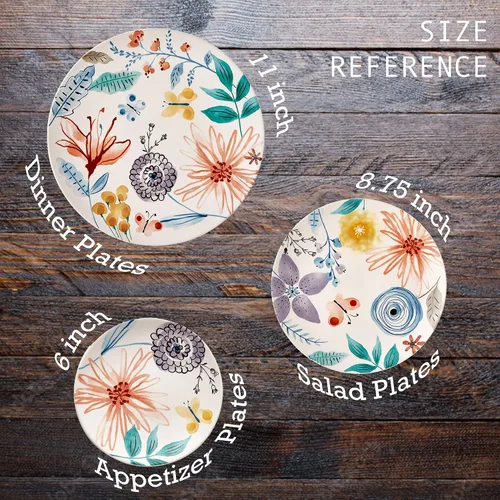 Vista 3 de Bico Blossom Symphony - Juego de 6 platos pequeños de 6 pulgadas de cerámica para aperitivos, postres, para bocadillos, ensaladas, decoración