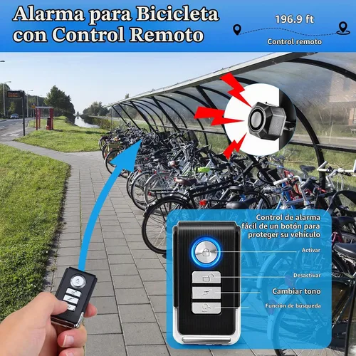 Vista 7 de NineLeaf Alarma para Bicicleta USB Recargable con Montura, Alarma para Bicicleta con Control Remoto, Sensor de Movimiento y Vibración Inalámbrico