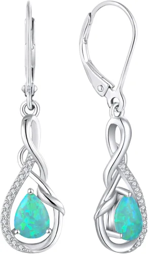 Vista 24 de Starchenie Infinity Dangle Drop Earrings for Women 925 Sterling Silver Leverback Earrings Birthstone Jewelry 01-ene-naranja rojo