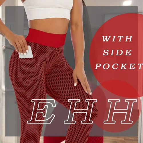 Vista 4 de EHH - Leggings de levantamiento de glúteos con textura de compresión para mujer
