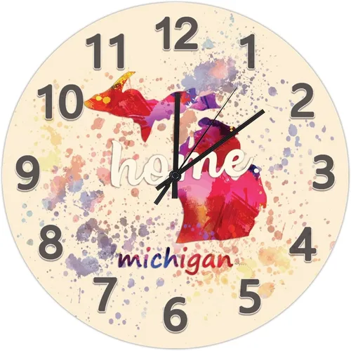 Vista 119 de UFunhome Reloj de pared con mapa del estado de Nevada, acuarela, Estados Unidos, reloj redondo de madera, funciona con pilas, silencioso, sin