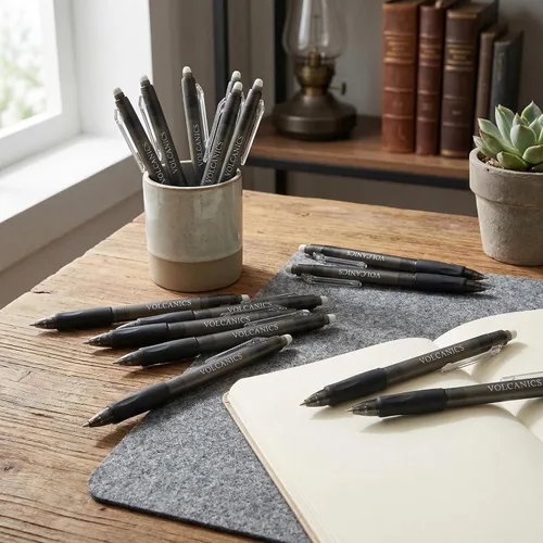 Vista 7 de Volcanics Retractable Erasable Gel Pens, Soft Black, 0.7mm, 12 Pack Negro