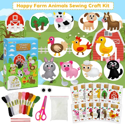 Vista 7 de OKOOKO Kit de manualidades de costura de animales, kit de manualidades de costura para niños, juego de manualidades y costura, kits de manualidades