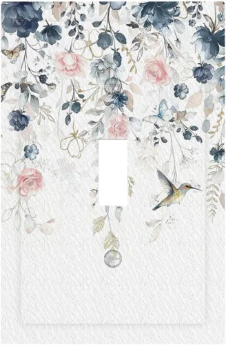 Vista 39 de Decorative Outlet Covers Blue Background White Cat Daisy Floral 2-Gang 1-Gang Wall Plate Single Toggle/Rocker Farmhouse Style Light Switch Covers
