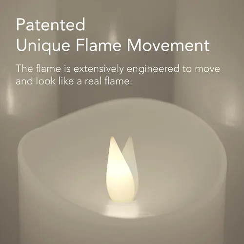 Vista 2 de Juego de velas sin llama Softflame - 5,7 cm x 10,7 cm, blanco, set de 2 - Vela de pilar con llama parpadeante y en movimiento, incluye control