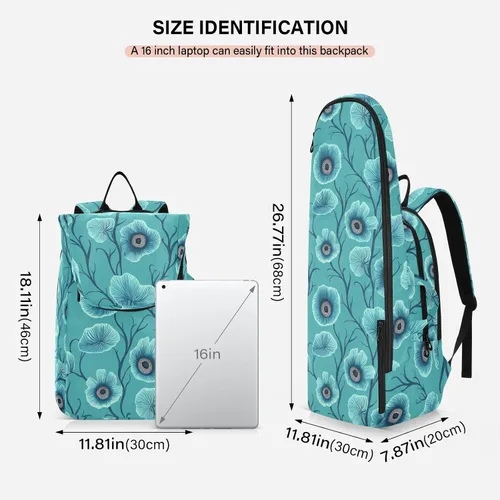 Vista 3 de Bolsa deportiva de tenis para mujer, bonita y resistente con diseño de dibujos animados, diseño de anémona, color verde azulado, para tenis