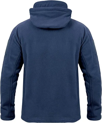 Vista 2 de CARWORNIC Chamarras tácticas de forro polar con capucha para hombre, con cremallera completa, para invierno, cálido, militar, para senderismo