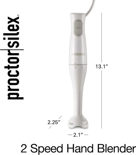 Vista 8 de Proctor Silex Batidora eléctrica de inmersión con batidora de mano desmontable apta para lavavajillas, 2 velocidades, 150 vatios, color blanco
