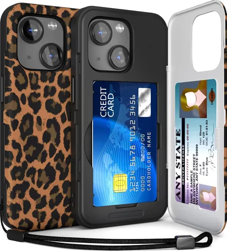 Vista 18 de TORU CX Slim - Funda tipo cartera para iPhone 15, funda protectora a prueba de golpes resistente con tarjetero oculto y ranura para tarjetas, espejo
