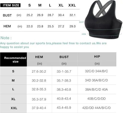 Vista 5 de FITTIN Sujetadores deportivos con espalda cruzada para mujer brasier deportivo sin costuras con acolchado extraíble para yoga gimnasio entrenamiento