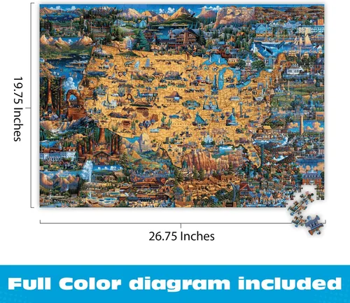 Vista 3 de Buffalo Games Dowdle National Parks Mapa, rompecabezas para adultos, 1000 piezas Jigsaw Puzzles 1000 Pieces, 1000 Piece Puzzle for Adults, Large