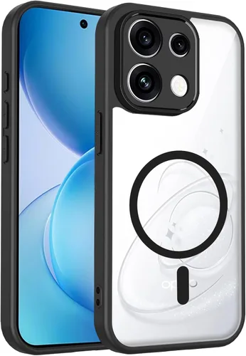Vista 646 de Funda magnética transparente compatible con Xiaomi 17T, color negro 2 en 1 PC + TPU cubierta de teléfono a prueba de golpes, carcasa protectora