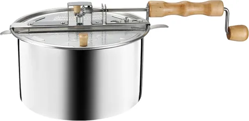Vista 6 de Great Northern Popcorn Máquina para hacer palomitas de maíz con asas de madera, plata, 5 cuartos de galón (529019ECS) Estufa de aluminio