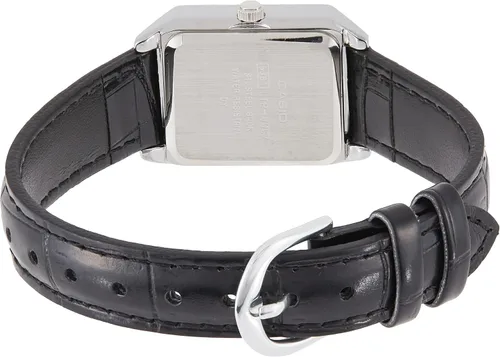 Vista 2 de Casio LTP-V007L-1B - Reloj de vestir rectangular de cuero para mujer esfera negra romana Movimiento de cuarzo