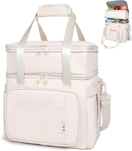 Vista 10 de Bolsa de almuerzo aislada NOL Natural Organic Lifestyle para adultos, bolsa de almuerzo grande de doble capa expandible a prueba de fugas, bolsa