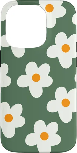 Vista 17 de Retro 60s flower vintage floral pattern sage green Groovy Case for iPhone 16