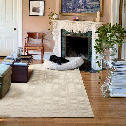 Vista 6 de Revival Rugs Alfombras de área Shell de 4 x 6 pies, lavables, pelo medio Beige / Crema