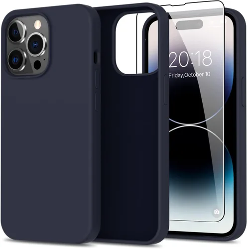 Vista 52 de bemal Funda para iPhone 14 Pro con protector de pantalla, silicona líquida de ajuste delgado, forro de microfibra suave, diseñada para mujeres