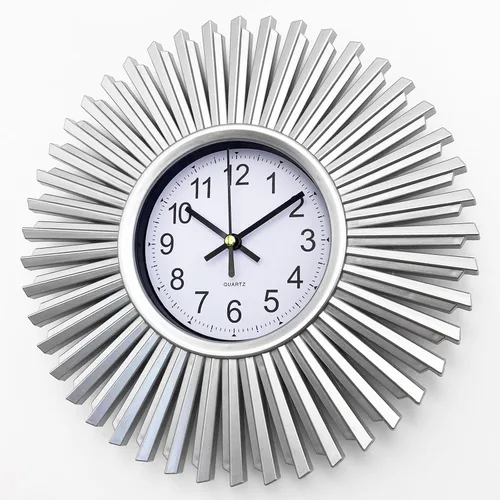 Vista 6 de Reloj de pared de cocina, reloj de pared plateado con forma de estrella de estallido, funciona con pilas, reloj de pared decorativo moderno de 10