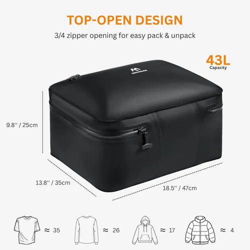 Vista 3 de Bolsas de viaje al vacío Megaback para equipaje con bomba, bolsas de sellado al vacío reutilizables para ropa, impermeables IP68, diseño de apertura