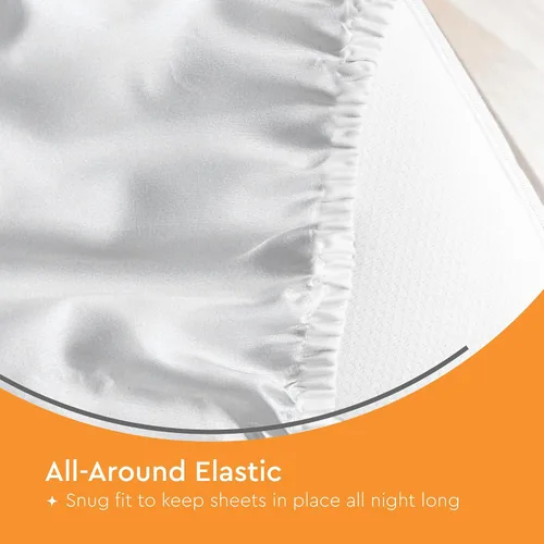 Vista 4 de Sleep Mantra Protector de colchón impermeable – Terry – Funda de cama transpirable, silenciosa e hipoalergénica – Estilo de sábana bajera