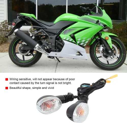 Vista 2 de Estink 2 luces intermitentes para motocicleta, intermitentes secuenciales LED ámbar que fluyen, ajuste universal para KLX250 EX250 2008-2012, Negro