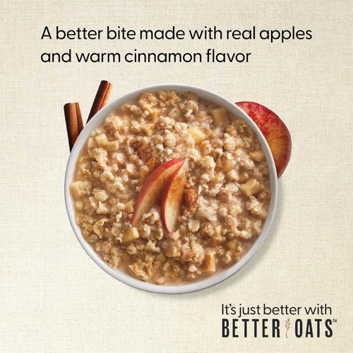 Vista 7 de Better Oats Paquetes de avena de 100 calorías de manzanas y canela, desayuno instantáneo con semillas de lino y sabor natural de manzana y canela